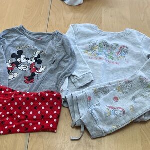 Disney Gray Princess Sweatshirt set & Mickey and Minnie PJ set size 4